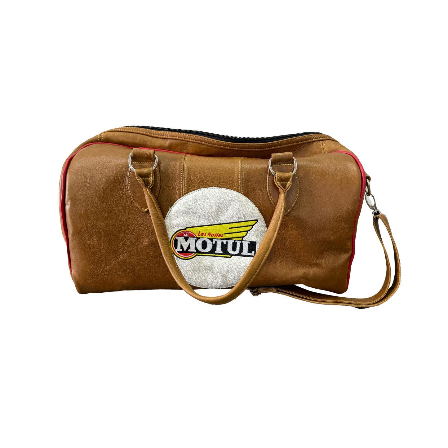 Motul Tan Leather Bag Wing Logo