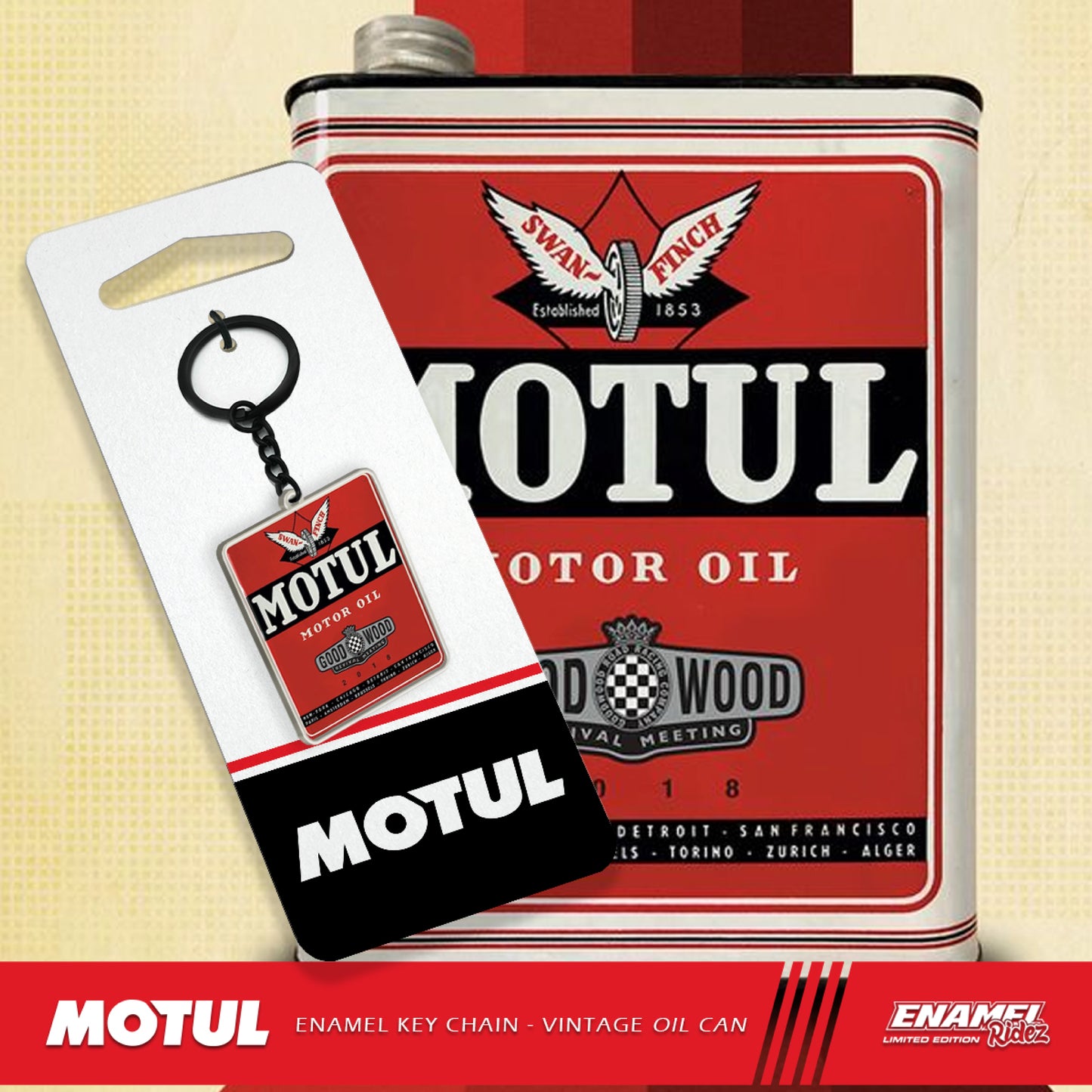 Motul Vintage Oil Can Key Ring